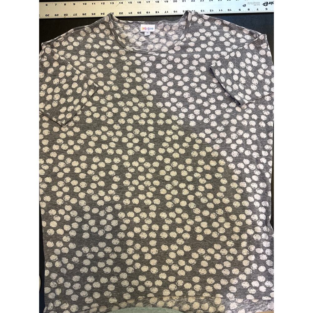 LuLaRoe Perfect T Promo Gray Polka Dot size M